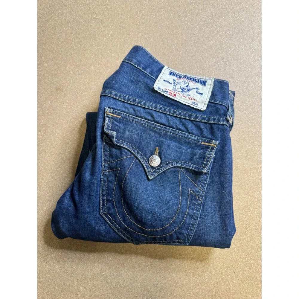 True Religion Slim Section Mens Jeans Blue Denim‎ Made in USA Size 32